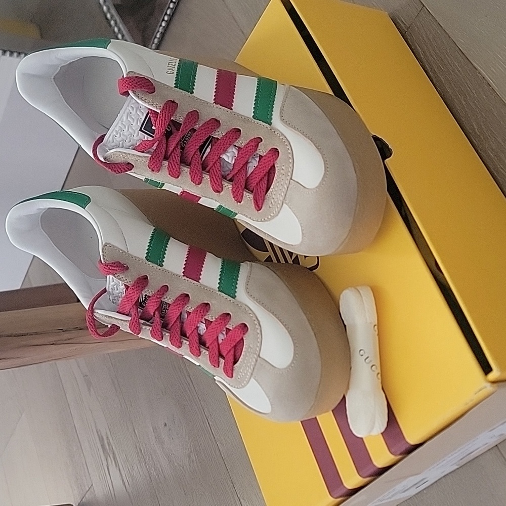 New Gucci X Adidas Gazelle Wedge Sneakers, Size 37, 7 - Picture 2 of 9
